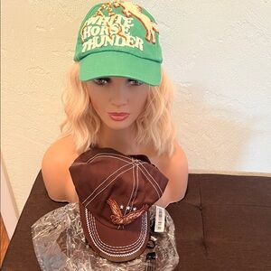 ( 0326) White Horse Thunder Green  & Eagle Brown Caps. 2 set of bundle.